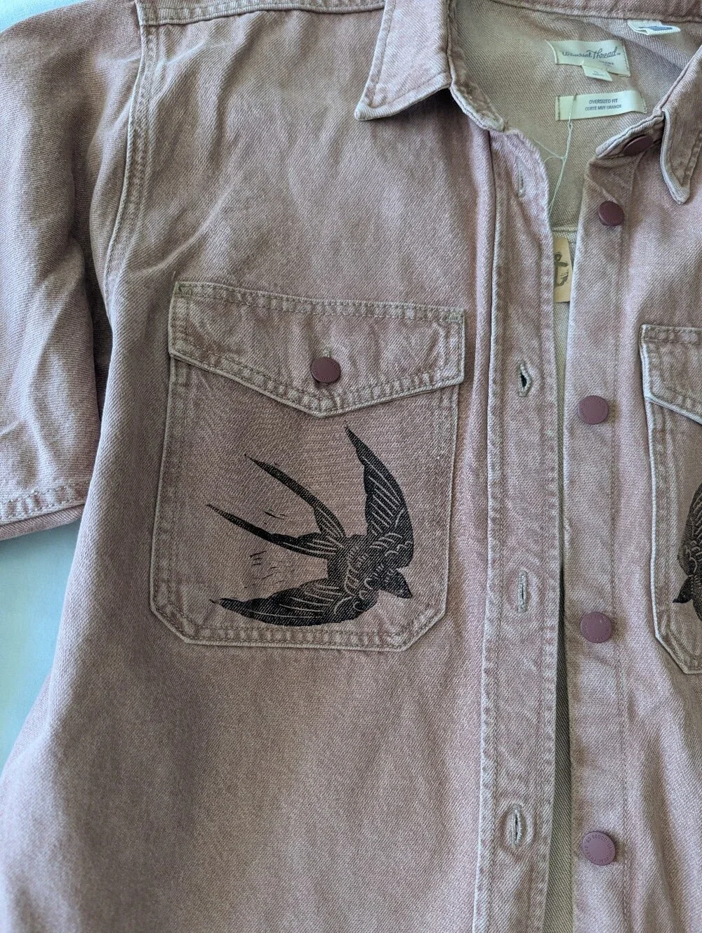 Swallow Bird Block Printed Jacket/Shacket - Picture 3 of 8